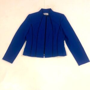 Kasper 6 Jacket Blue Black Piping Zipper Long Sleeve in Excellent Condition